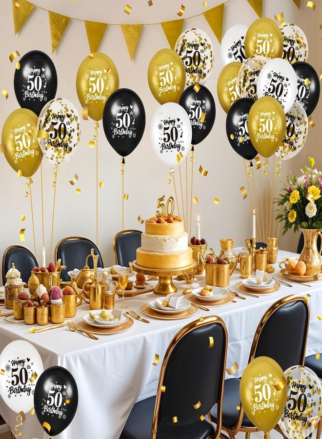 Yoirrat 50th Birthday Balloons for Men, 24Pcs Black Gold White Happy 50th Birthday Balloons Decorations for Men Women 50 Years Old Party Decor Supplies - Image 5